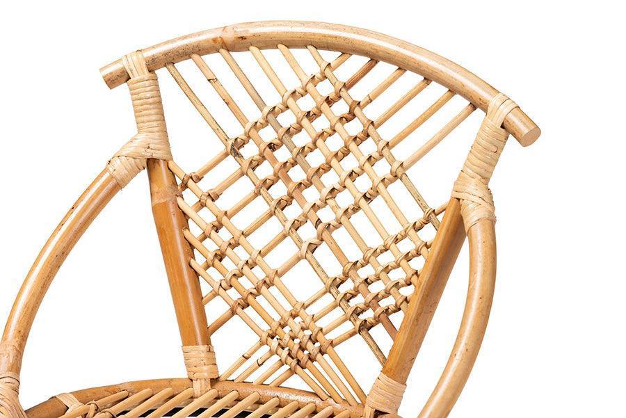 Pro Modern Bohemian Natural Brown Rattan and Black Metal 2-Piece Dining Chair Set FredCo