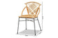 Pro Modern Bohemian Natural Brown Rattan and Black Metal 2-Piece Dining Chair Set FredCo