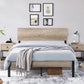 Queen Metal Platform Bed Frame with Wood Headboard No Box Spring Needed Gray FredCo