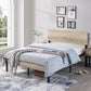 Queen Metal Platform Bed Frame with Wood Headboard No Box Spring Needed Gray FredCo