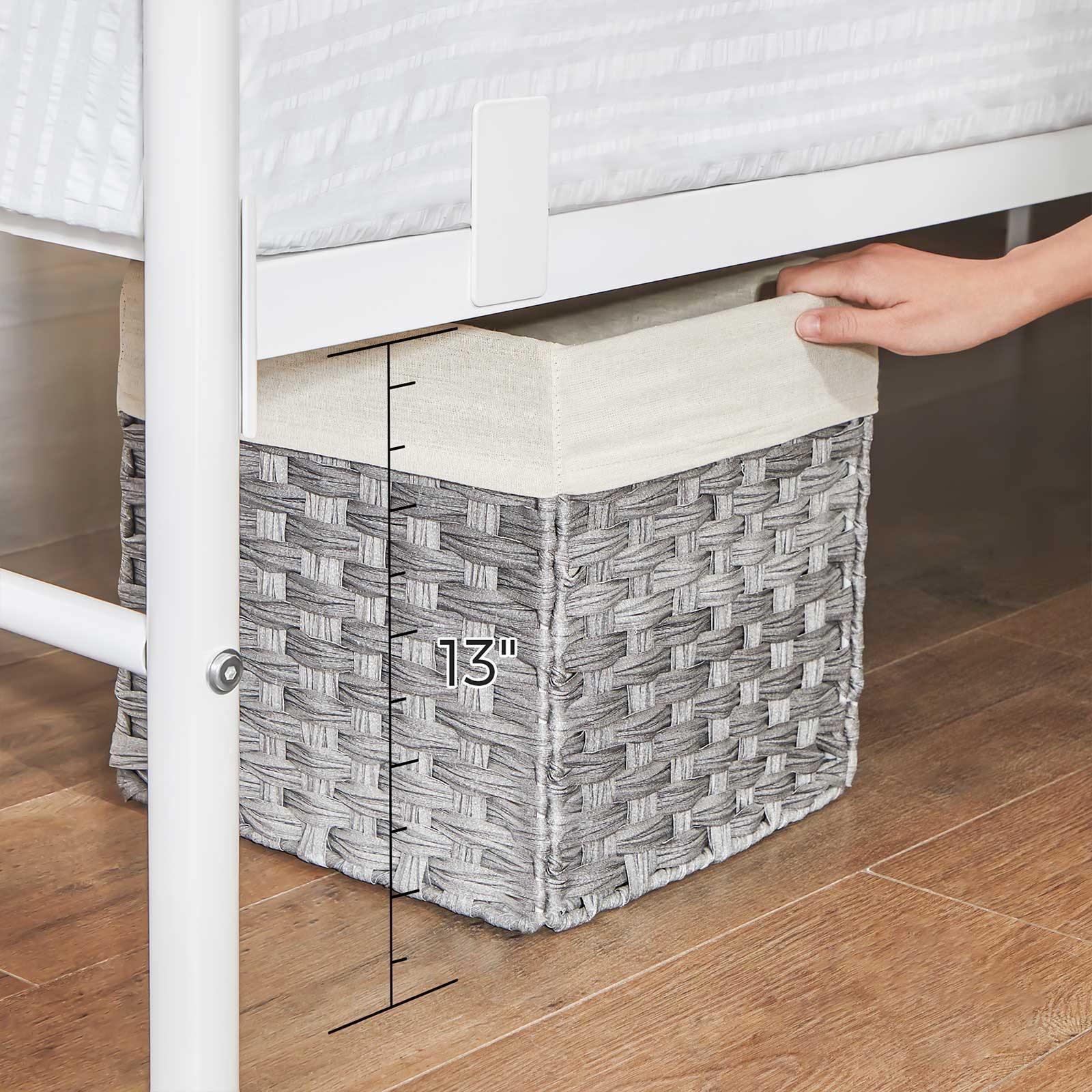 Queen Size Metal Bed Frame with Headboard White FredCo
