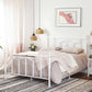 Queen Size Metal Bed Frame with Headboard White FredCo
