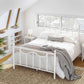 Queen Size Metal Bed Frame with Headboard White FredCo