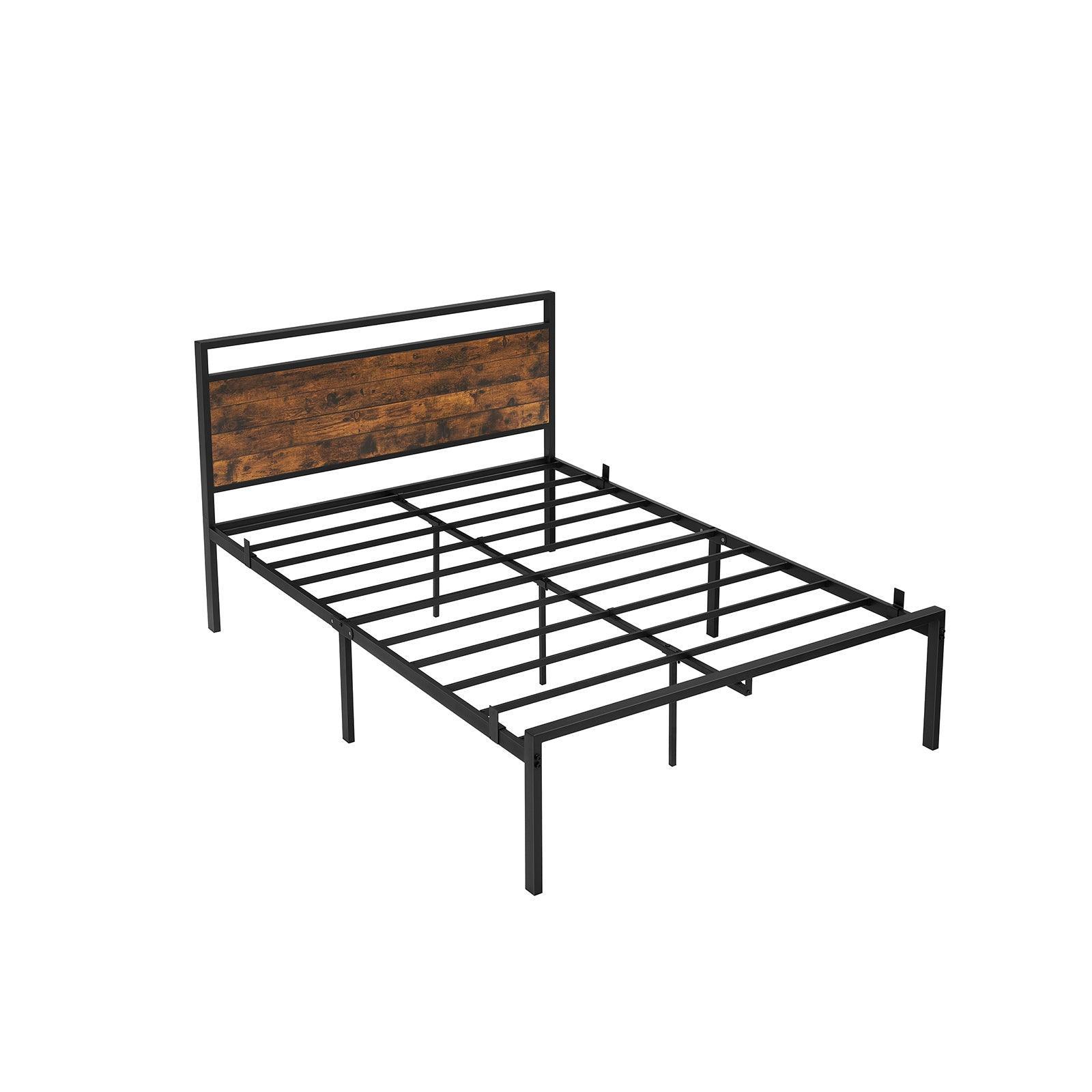 Queen Size Metal Bed Square Frame with Headboard FredCo