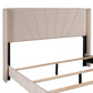 Queen Size Velvet Upholstered Platform Bed, Box Spring Needed - Beige WF212844AAA FredCo