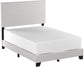Queen Upholstered Panel Bed with Headboard, Footboard and Rails in Gray, Queen FredCo
