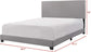 Queen Upholstered Panel Bed with Headboard, Footboard and Rails in Gray, Queen FredCo