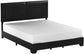 Queen Upholstered Panel Bed with Headboard, Footboard and Rails in Gray, Queen FredCo