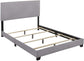 Queen Upholstered Panel Bed with Headboard, Footboard and Rails in Gray, Queen FredCo