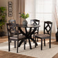 Quinlan Modern and Contemporary Sand Fabric Upholstered and Dark Brown Finished Wood 5-Piece Dining Set FredCo