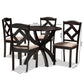 Quinlan Modern and Contemporary Sand Fabric Upholstered and Dark Brown Finished Wood 5-Piece Dining Set FredCo