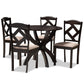 Quinlan Modern and Contemporary Sand Fabric Upholstered and Dark Brown Finished Wood 5-Piece Dining Set FredCo