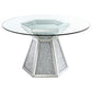Quinn 5-piece Hexagon Pedestal Dining Room Set Mirror and Teal Coaster FredCo
