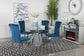 Quinn 5-piece Hexagon Pedestal Dining Room Set Mirror and Teal Coaster FredCo