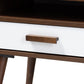 Quinn Mid-Century Modern Two-Tone White and Walnut Finished 1-Drawer Wood End Table FredCo