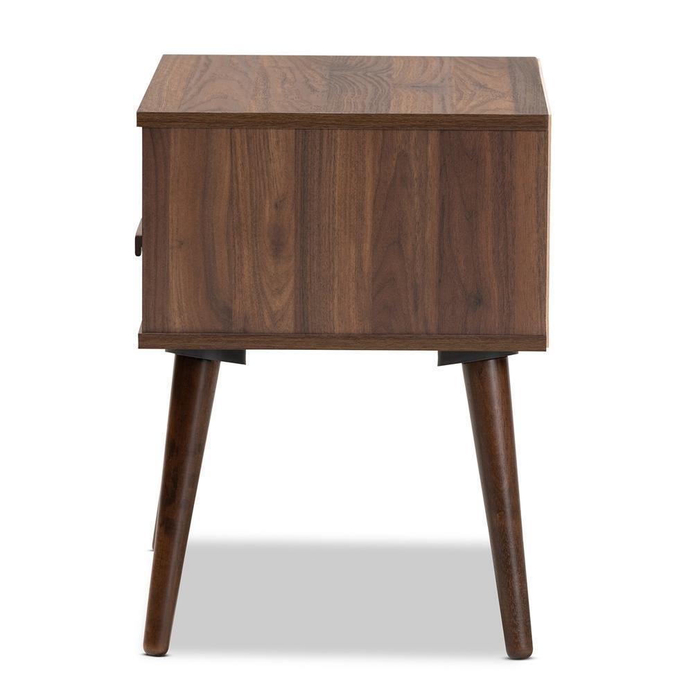 Quinn Mid-Century Modern Two-Tone White and Walnut Finished 1-Drawer Wood End Table FredCo