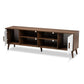 Quinn Mid-Century Modern Two-Tone White and Walnut Finished 2-Door Wood TV Stand FredCo