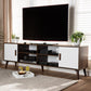 Quinn Mid-Century Modern Two-Tone White and Walnut Finished 2-Door Wood TV Stand FredCo