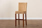 Racquel Modern Bohemian Natural Rattan and Mahogany Wood Bar Stool FredCo