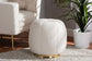 Raelynn Modern and Contemporary Ivory Boucle Upholstered and Gold Metal Ottoman FredCo