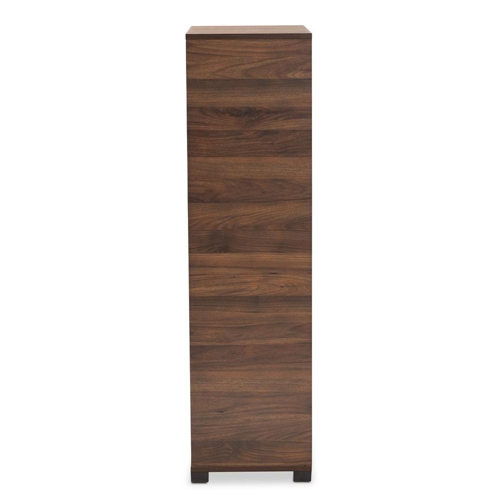 Raina Modern and Contemporary Two-Tone Walnut Brown and Black Finished Wood 2-Door Shoe Storage Cabinet FredCo