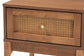 Ramiel Mid-Century Modern Ash Walnut Finished Wood and Rattan 1-Drawer Nightstand FredCo