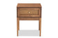 Ramiel Mid-Century Modern Ash Walnut Finished Wood and Rattan 1-Drawer Nightstand FredCo
