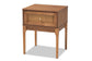 Ramiel Mid-Century Modern Ash Walnut Finished Wood and Rattan 1-Drawer Nightstand FredCo