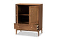 Ramiel Mid-Century Modern Ash Walnut Finished Wood and Rattan 1-Drawer Sideboard FredCo