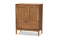 Ramiel Mid-Century Modern Ash Walnut Finished Wood and Rattan 1-Drawer Sideboard FredCo