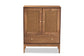 Ramiel Mid-Century Modern Ash Walnut Finished Wood and Rattan 1-Drawer Sideboard FredCo