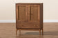 Ramiel Mid-Century Modern Ash Walnut Finished Wood and Rattan 1-Drawer Sideboard FredCo