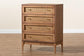 Ramiel Mid-Century Modern Ash Walnut Finished Wood and Rattan 4-Drawer Chest FredCo