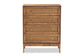 Ramiel Mid-Century Modern Ash Walnut Finished Wood and Rattan 4-Drawer Chest FredCo