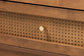 Ramiel Mid-Century Modern Ash Walnut Finished Wood and Rattan 6-Drawer Dresser FredCo