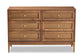 Ramiel Mid-Century Modern Ash Walnut Finished Wood and Rattan 6-Drawer Dresser FredCo