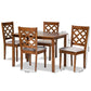 Ramiro Modern and Contemporary Grey Fabric Upholstered and Walnut Brown Finished Wood 5-Piece Dining Set FredCo