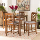 Ramiro Modern and Contemporary Transitional Grey Fabric Upholstered and Walnut Brown Finished Wood 5-Piece Pub Set FredCo