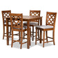 Ramiro Modern and Contemporary Transitional Grey Fabric Upholstered and Walnut Brown Finished Wood 5-Piece Pub Set FredCo