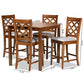 Ramiro Modern and Contemporary Transitional Grey Fabric Upholstered and Walnut Brown Finished Wood 5-Piece Pub Set FredCo
