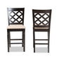 Ramiro Modern and Contemporary Transitional Sand Fabric Upholstered and Dark Brown Finished Wood 2-Piece Counter Stool Set FredCo