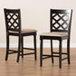 Ramiro Modern and Contemporary Transitional Sand Fabric Upholstered and Dark Brown Finished Wood 2-Piece Counter Stool Set FredCo