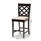 Ramiro Modern and Contemporary Transitional Sand Fabric Upholstered and Dark Brown Finished Wood 2-Piece Counter Stool Set FredCo