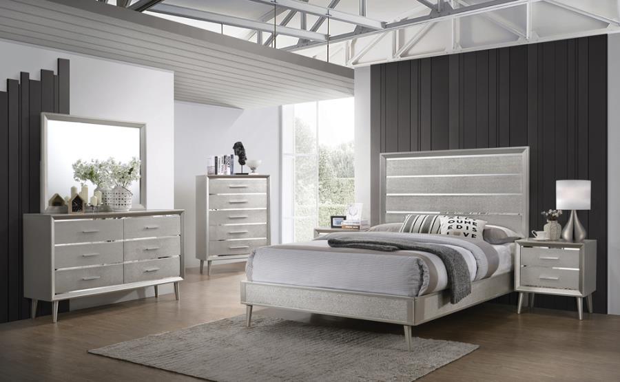 Ramon 4-piece Eastern King Panel Bedroom Set Metallic Sterling Coaster FredCo
