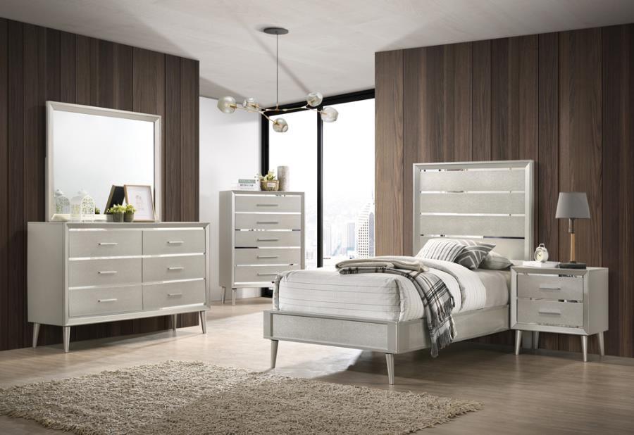 Ramon 4-piece Twin Panel Bedroom Set Metallic Sterling Coaster FredCo