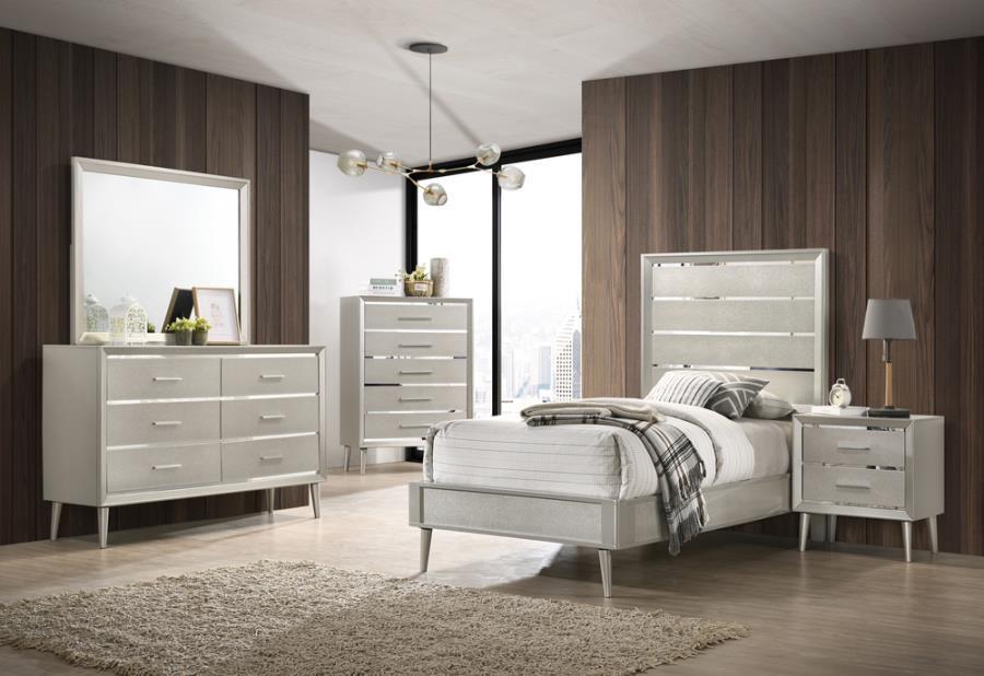 Ramon 5-piece Twin Panel Bedroom Set Metallic Sterling Coaster FredCo