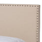 Ramon Modern and Contemporary Beige Linen Fabric Upholstered King Size Panel Bed with Nailhead Trim FredCo