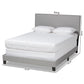 Ramon Modern and Contemporary Grey Linen Fabric Upholstered Full Size Panel Bed with Nailhead Trim FredCo