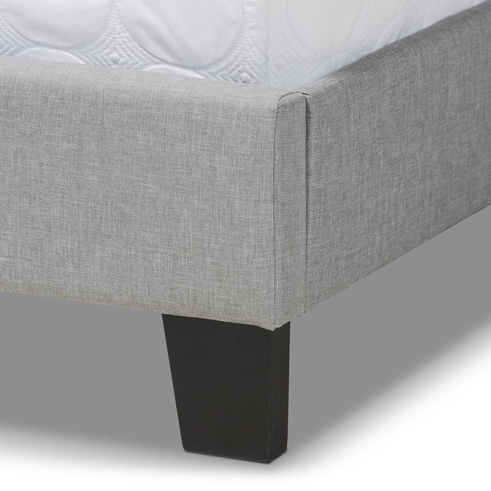 Ramon Modern and Contemporary Grey Linen Fabric Upholstered Full Size Panel Bed with Nailhead Trim FredCo