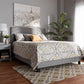 Ramon Modern and Contemporary Grey Linen Fabric Upholstered Full Size Panel Bed with Nailhead Trim FredCo